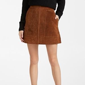 Brown Genuine Suede Miniskirt